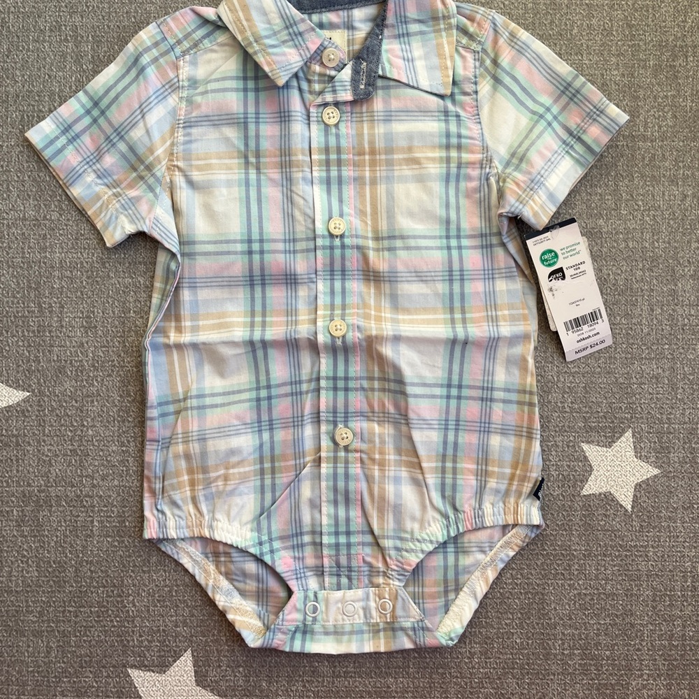 OshKosh B'gosh Pastel Plaid Baby Onesie